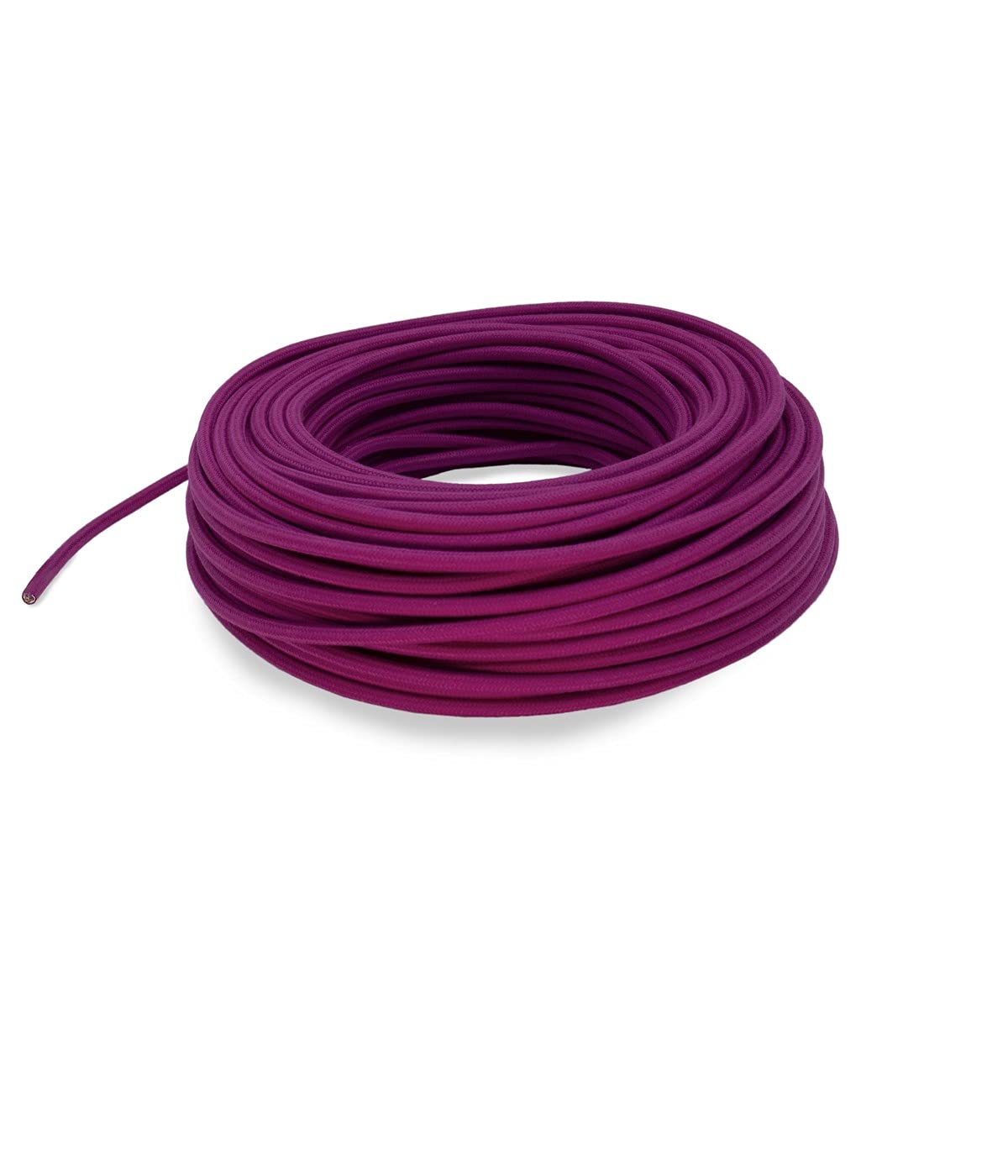 LaMorell LightDesign Cable textil para lámpara, cable de tela de 2 hilos (2 x 0,75 mm²), color violeta ciclamen. Fabricado en Italia (20 metros)