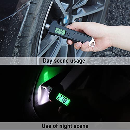 Image of MEANLIN MEASURE Digital Tire Pressure Gauge 0-230 PSI Heavy Duty Professional Accessories for SUV RV Truck and Normal Cars with Backlit LCD and Flashlight