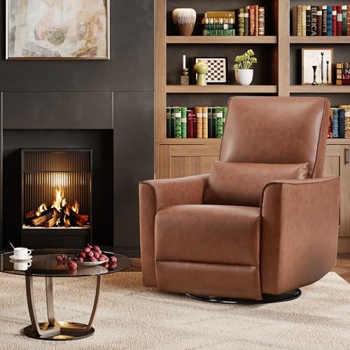 Sillón reclinable cuero sintético color camel miniatura 3