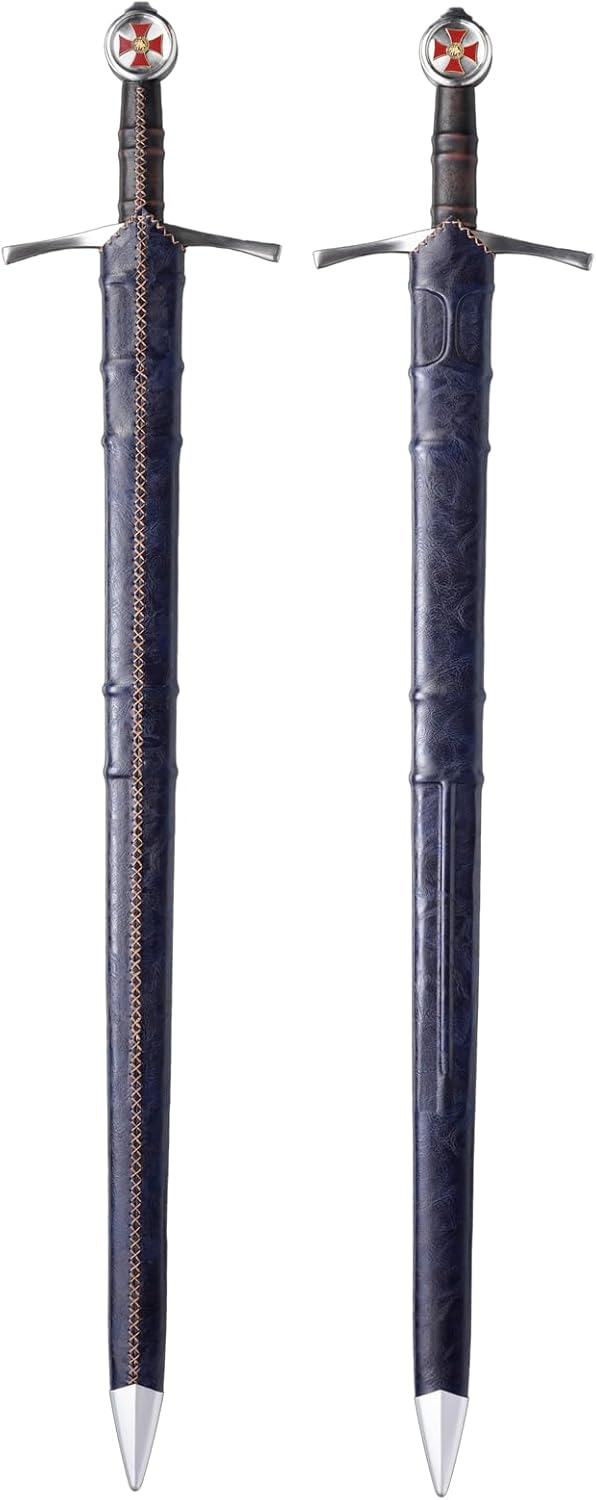 Medieval 45inch Crusader Knight Templar Arming one-Handed Long Sword Real Metal Steel Swords with Sheath riveting pommal - Image 3