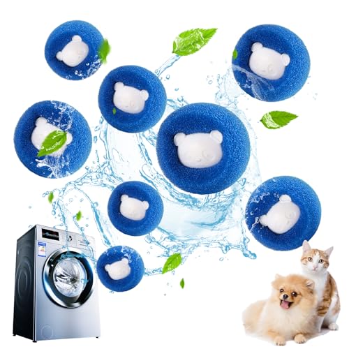 Fusselbälle für Waschmaschine Tierhaarentferner Waschmaschine Haarfänger für Waschmaschine Fusselentferner Anti-Wicklung Waschbälle Entfernt TierhaareFusseln (8 Stücke) (Blau)