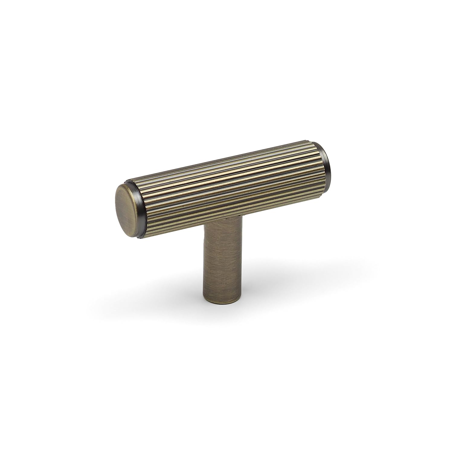 55mm Antique Brass Reeded Cabinet Pull Round Textured Cupboard Door Drawer Furniture Handle Knob