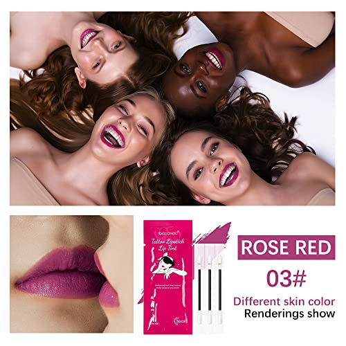 Ibcccndc 25 Packs Tattoo Lipstick Cotton Swab Durable Waterproof Liquid Non-Stick Lip Stain, Portable Lip Tint Lip Tattoo(03 Rose Red 75Pcs) #TOP2