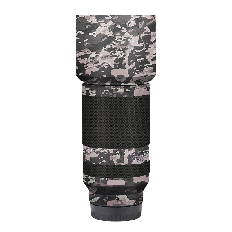 Funda protectora adhesiva para lente de cámara Tamron 70-300 mm f/4.5-6.3 con montura Sony, diseño camuflaje campo miniatura 1