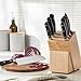 Amazon Basics 9 Pieces Premium High-Carbon Stainless-Steel Blades with Pine Wood Knife Block Set, Kitchen, Black