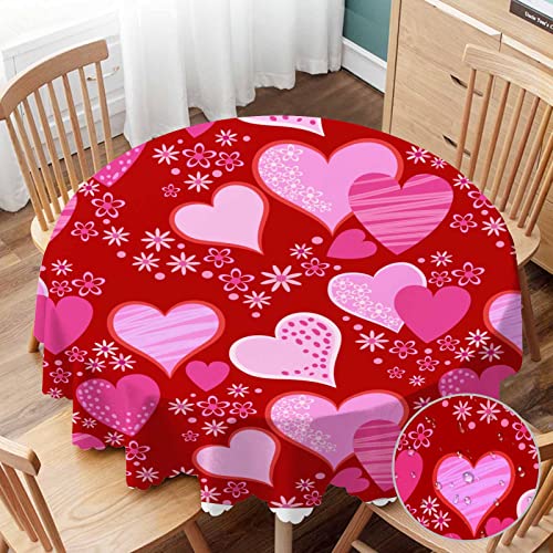 AOYEGO Red Heart Shape Round Tablecloth #TOP19