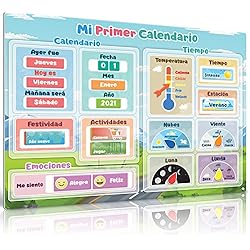 Mi Primer Calendario - Calendario Magnético para Niños - Juguete Educativo y de Aprendizaje para Niños y Niñas en Edad Preescolar – Tiempo, Emociones, Días de la semana y Actividades, 30x40cm