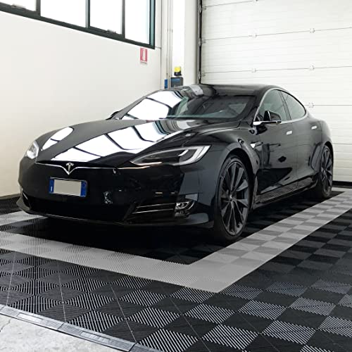 SOGI PAV-03-GR Kit piastrelle in PP per pavimento officina, garage - 40x40 cm - 1 mq - 10 mq - 50 mq - 100 mq - colore grigio (1 mq = 6 piastrelle)