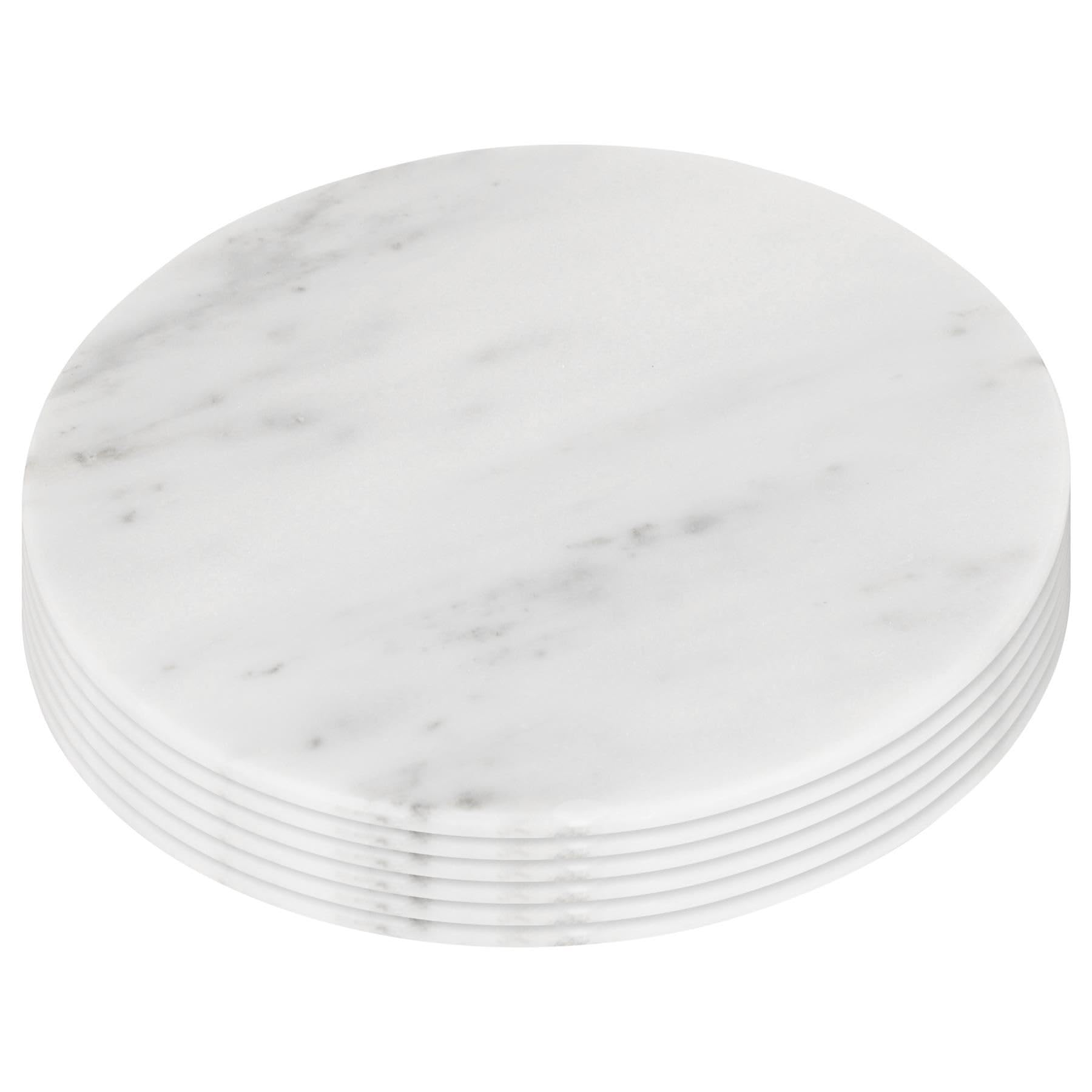 Argon Tableware White Round Marble Placemats - 30Cm - Pack Of Six