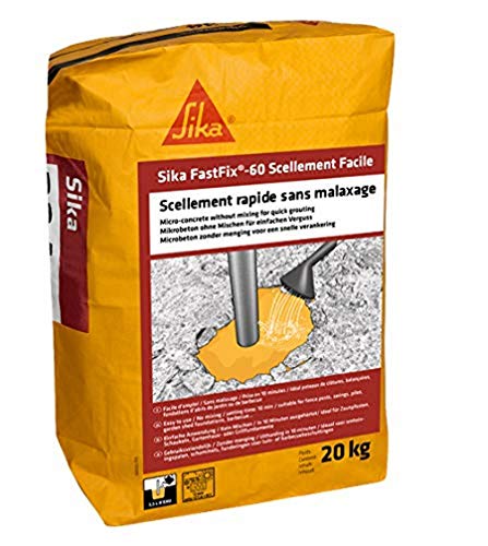 Micro-béton pour scellement rapide sans malaxage, Sika Fastfix 60 Scellement Facile, 20kg, prêt à l'emploi.