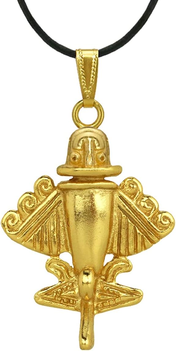 Across The Puddle Colombian Emerald & Multi-Material Options | Quimbaya Flyer Pendant Necklace | Ancient Alien Golden Jets Collection