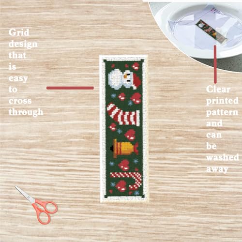 Image of FREEBLOSS 6 Set Cross Stitch Bookmark Counted Cross Stitch Kit with 6 Different Christmas Patterns Embroidery Kit with Instruction DIY Bookmark Kit for Gift Adults 8''x2.4''
