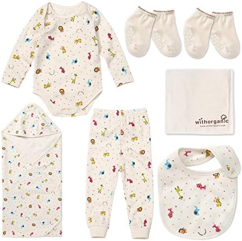 Premium Newborn Layette Gift Set - 7 Pieces | 100% Certified Organic Cotton for Baby Boy or Girl