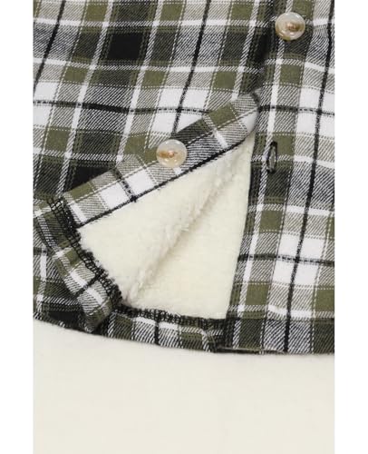 Image of ZENTHACE Boys Sherpa Fleece Lined Flannel Plaid Button Down Shirt Jacket,Hooded Flannel Shirt with Hand Pockets