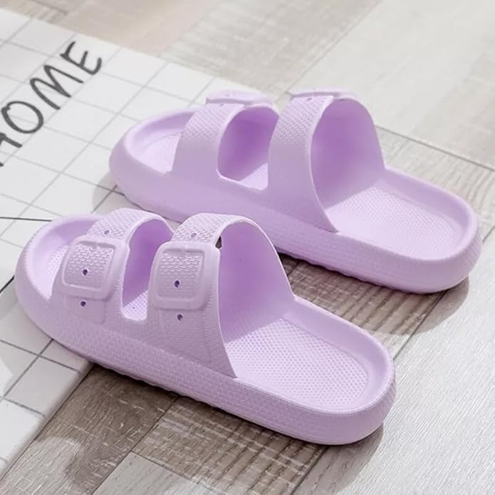Image of Women Adjustable Open Toe Slide Sandals Classic Ultra Soft EVA Footbed Summer Designed to Fit Flat Buckle Sliders for Women & Girls
