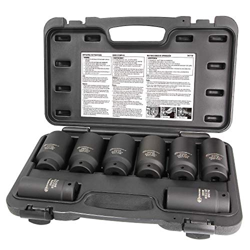 Powerbuilt 8 Pc. 1/2 in. Drive 12 Point Metric Axle Nut Socket Set - 647752, Black