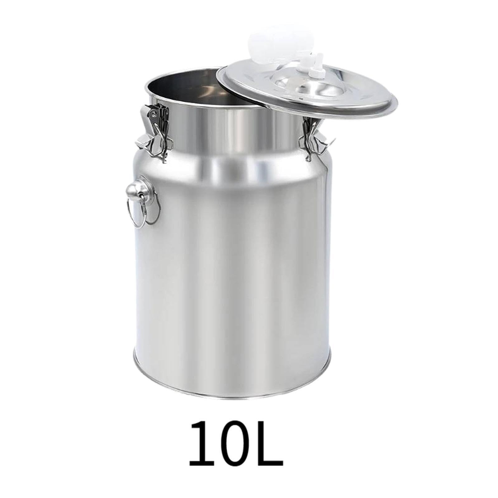 Système de traite électrique pour vaches et chèvres avec seau à traire en acier inoxydable de grande capacité et fiable. Kit de machine à traire avec seau en acier, Argent, 10 L