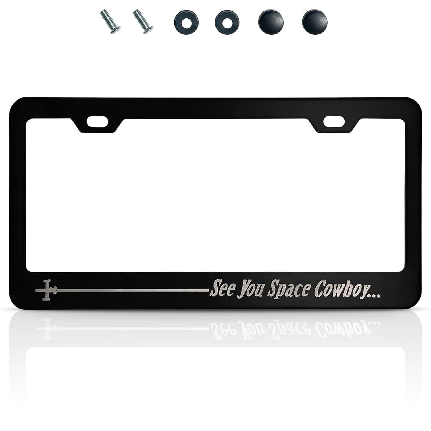 Anime License Plate Frame – Matte Black License Plate Frame 12.2″ × 6.3″ with Screws & Clips Kit – Easy Install Holder with Standard Fit for US/Canada Front & Rear Plates, Stylish Anime Car Gift