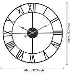 Heaven4you Large Wall Clock Roman Numerals Metal Indoor Big Round Open Face for Living Room Kitchen Bar Office 60cm (45cm) - Image 5