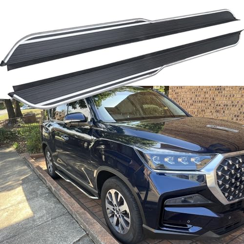 2 Piezas Estribos Laterales para SsangYong Rexton 2017-2024 Negro