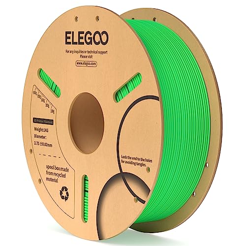 ELEGOO PLA 3D Printer Filament 1.75mm Neon Green 1KG, Precision Wound
