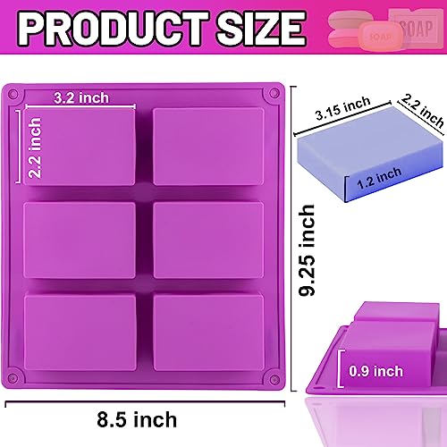 image for LERYKIN 3 Pack Silicone Molds, 6 Cavities Rectangle - Great for Craft 