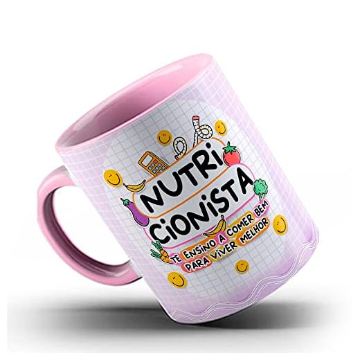 Caneca xicara porcelana color Nutrição Nutricionista (Rosa)