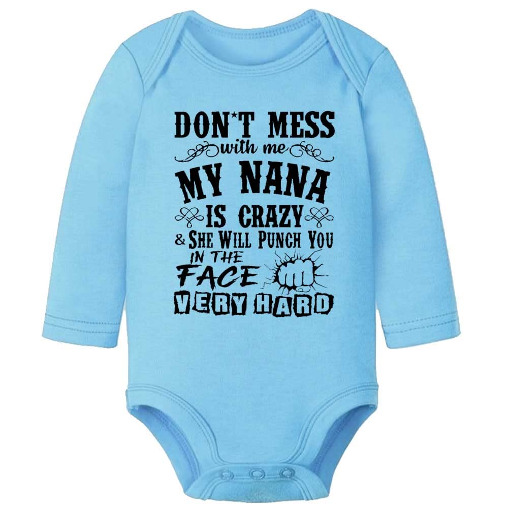 GKrepps Don’t Mess With Me,My Nana Is Crazy Creeper Long Sleeve Romper Baby SOft