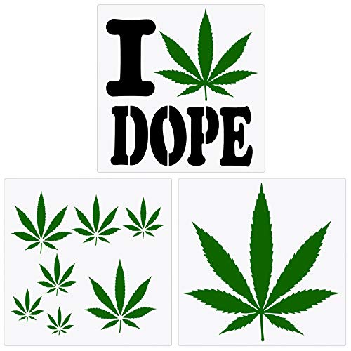 3 Pieces Pot Leaf Stencil Weed Leaf Stencils Reusable Leaf Painting Stencil for DIY Wall Painting Crafts Making Decoration Supplies