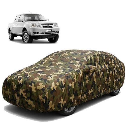 Image of Sulfar 100% Waterproof Car Body Cover Compatible with Mirror for Tata Xenon with Long Lasting Durable Material (Triple Stitched, Full Bottom Elastic, Camouflage Army)