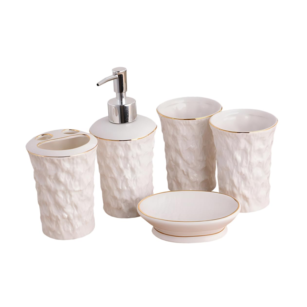 Cabilock Jabonera y Portacepillos De Cerámica Árbol De Pizarra Textura Dispensador De Jabón para Baño Vaso para Cepillo De Dientes Estilo Rústico Accesorios De Baño para Cocina