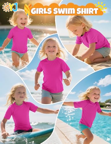 Image of Boys Rash Guard Short Sleeve Swim Shirt UPF+ 50 Rashguard for Toddler Teens Water Sun Shirts Swim Wear Quick Dry