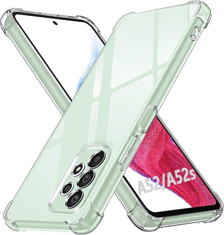 Image of Lustree Back Cover Transparent Case Compatible with Samsung Galaxy A52 | Clear + TPU Case with 4 Corner Air Cushion Protection & Camera Protection | Slim& Stylus Cover