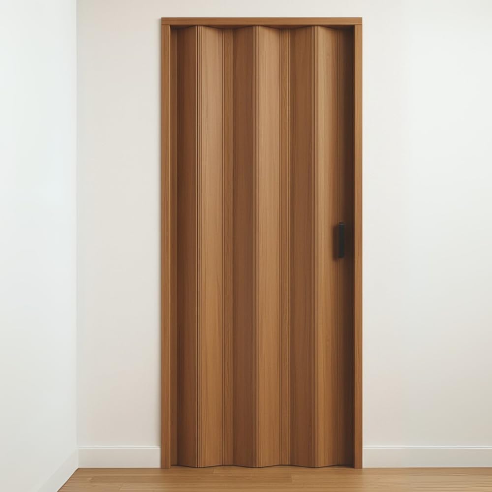 ROLLPLAST PINTO Puerta plegable interior PINTO, modelo estándar extra, en PVC, reversible y ajustable, para bricolaje, fabricada Italia, decoración del hogar, nogal, 83 x 214 cm