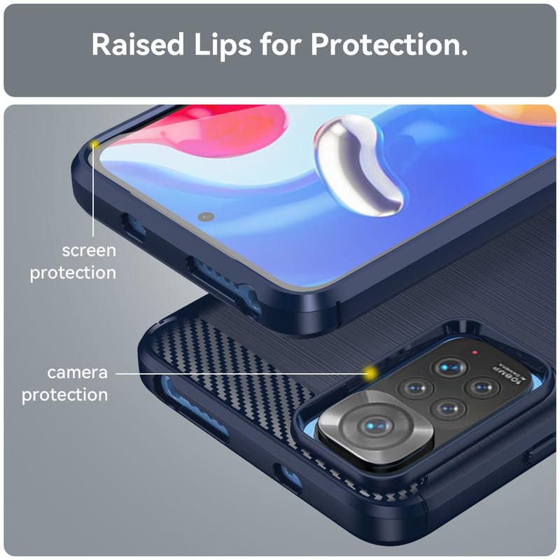 Image of Hybrid Carbon Fiber Back Case for Redmi Note 11 / Note 11S (Blue)