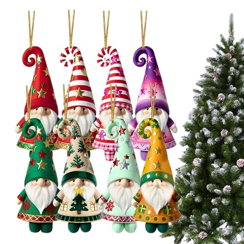 Gnomos de otoño de Temporada – 8 Piezas de decoración de Figuras, Bonito Juego de para Fiestas, Año Nuevo, Ramas Interiores y Exteriores, Paredes y decoración de Vacaciones, 2.3 x 0.12