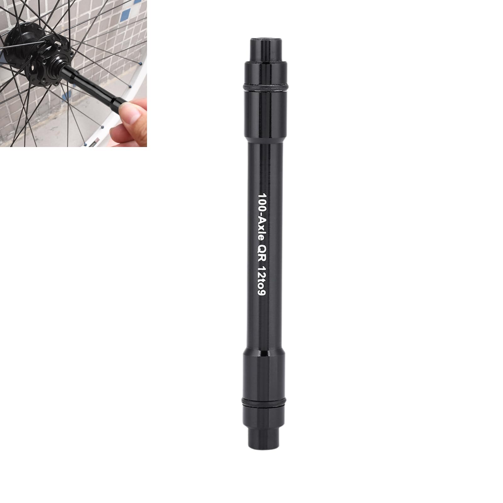 Adapter Piasty Przez Oś, 2-kolorowy Adapter Piasty Roweru Rowerowego, Lekki Stop Aluminium 12 Mm Do 9 Mm Szybkozłączka Adapter Szpikulca Konwerter Do Roweru Górskiego(Czarny)
