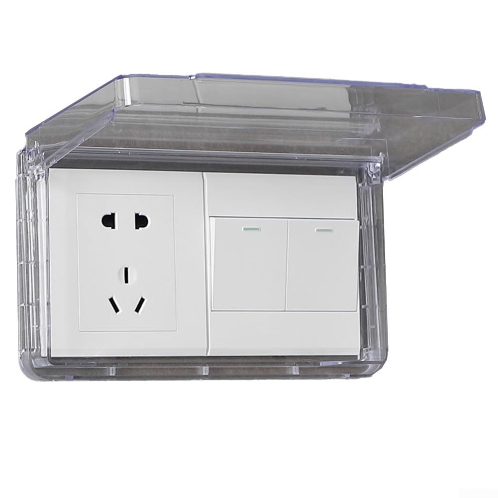 LCANALLYMS Outlet cover, Slim Socket Cover for Bathroom Wall, Easy to Open and Close(Transparent)