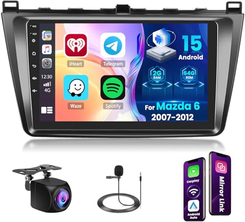 Autoradio 2 DIN Mazda 6 2007-2012 Android Auto sans fil Écran Tactile Caméra Recul