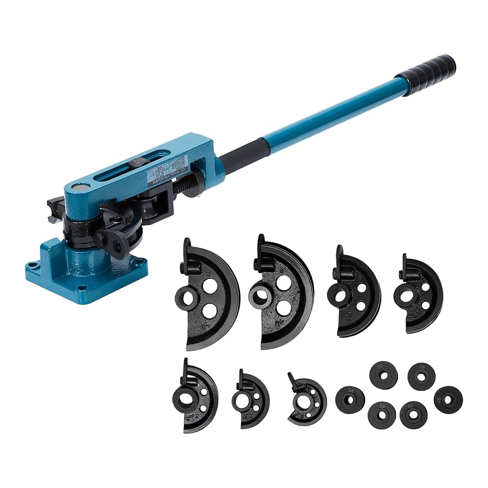 CJYSHOP Pipe Tube Bender 3/8" to 1" Manual Tube Bender with 7 Dies 180°Copper Aluminum Pipes Bending Tools Heavy Duty Steel Metal Copper Tube Bender for Repair Shops HVAC Refrigerator Auto Repair