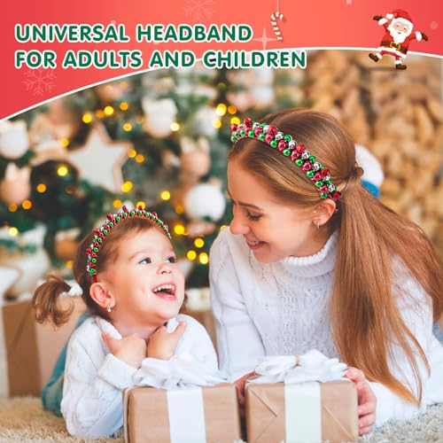 Aucpod 2 Pack Christmas Headband Christmas Bell Hairband Red Green Silver Tone Christmas Holiday Bells Fashion Headband For Women Girl Christmas Hair Accessories thumb #1