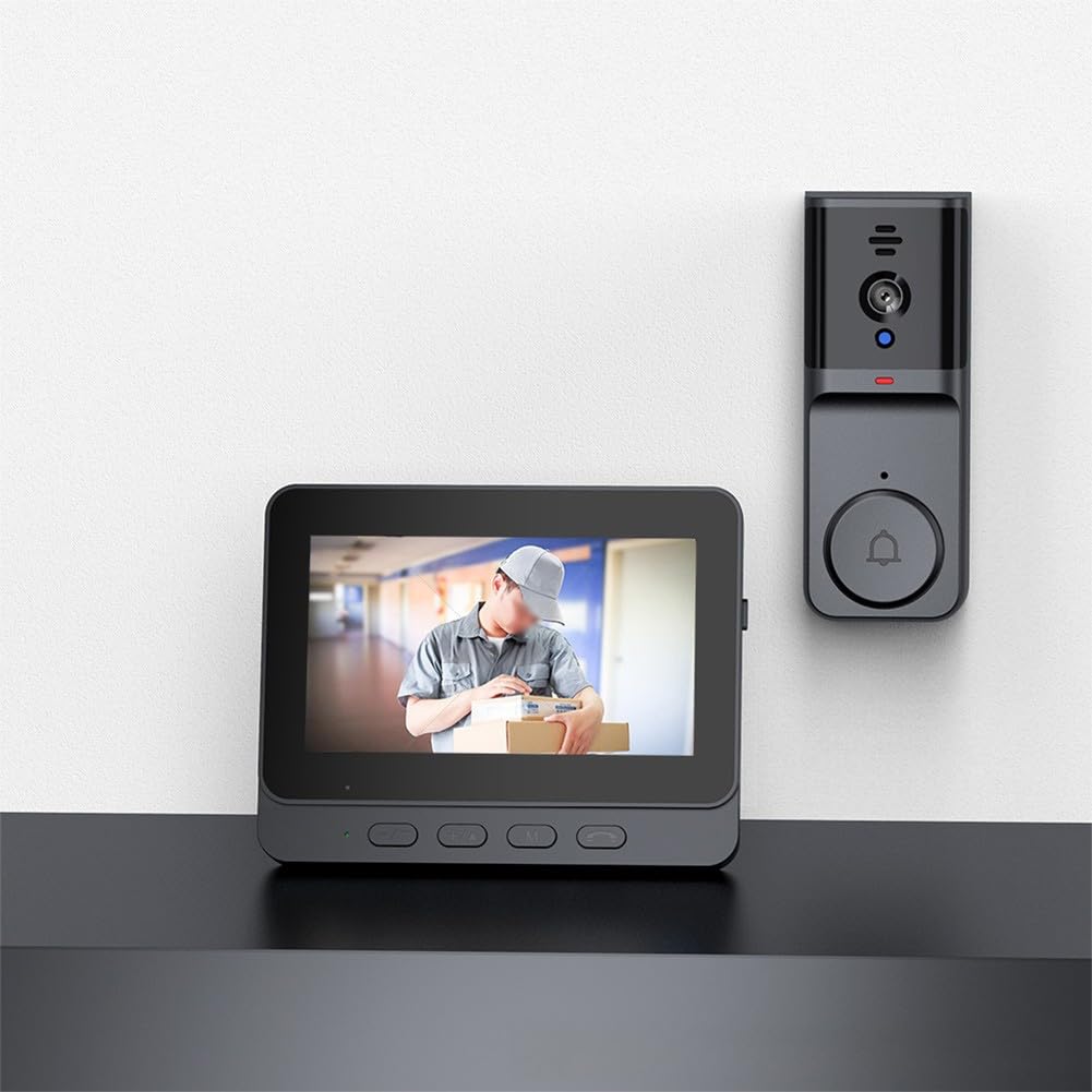 Timbre inalámbrico de video sin necesidad de WiFi, audio de 2 vías, cámara habilitada con pantalla, videoportero 1080P, diseño impermeable para uso en exteriores, suscripción