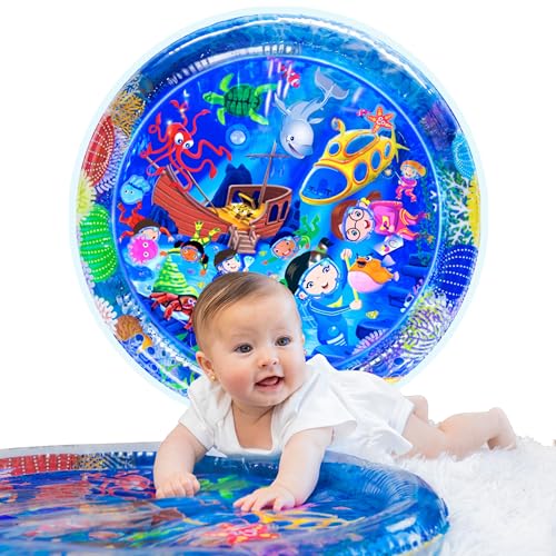 Image of TT TUMMYTIMEZ Baby Tummy Time Water Mat, Premium Activity Center Promoting Baby Motor & Sensory Development, Inflatable Playmat Pat Visual Stimulation Gift for Infants & Toddlers Boys & Girls