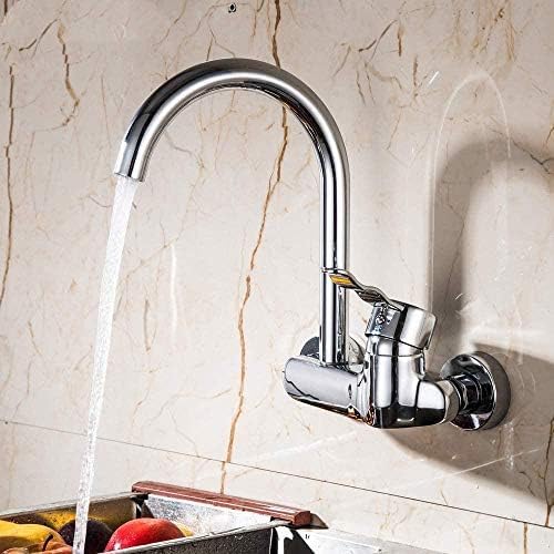 Robinet de cuisine mural double trou au fini chrome miroir architectural