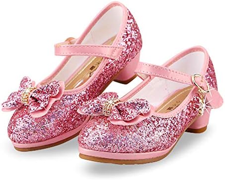 AQIYI Girls Princess Shoes Toddlers Sequin Sweet Bows Sandals Little Girls Party Pumps Sparkle Wedding Dress Shoes