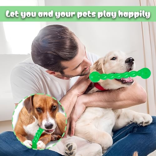 JUGUTA 2 Stück Hundespielzeug Für Zähne, Kauspielzeug Hund Unzerstörbar, Hundespielzeug Gummi, Gummi Spirale Kauknochen, Zahnungsstab Für Hunde, Für Zähne Reinigen Und Zahnfleisch Massieren
