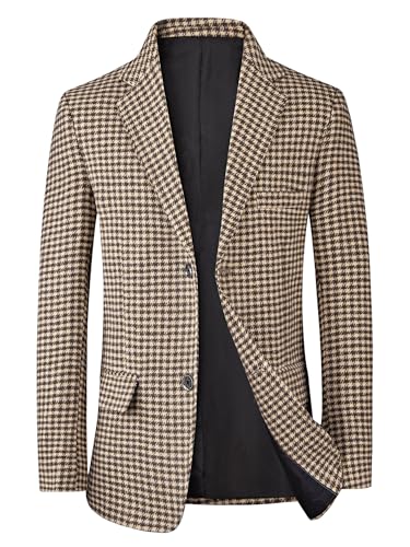 Lars Amadeus Houndstooth Blazer for Men's Classic Fit Business Two Button Plaid Sports Coat - Main Image
