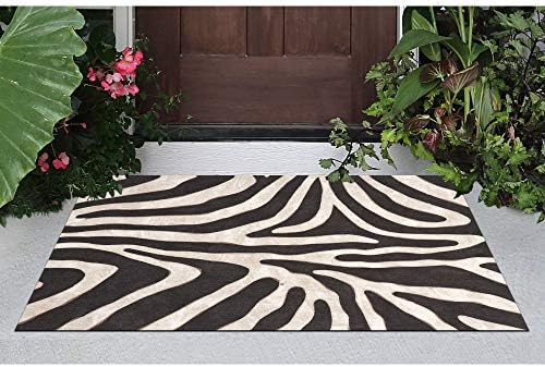 Liora Manne Visions I Zebra Indoor/Outdoor Rug, 2' X 3', Grey Black