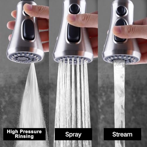 Hibbent-Pull-Down-Spray-Head-for-Kitchen-Faucet-3-Function-Sink-Spray-Nozzle-with-15-Adapters-Faucet-Head-Replacement-Compatible-with-Moen-American-Standard-Delta-Kohler-Faucets-Brushed-Nickel Hibbent Pull Down Spray Head for Kitchen Faucet 3 Function Sink Spray Nozzle with 15 Adapters Faucet Head Replacement Compatible with Moen American Standard Delta Kohler Faucets Brushed Nickel