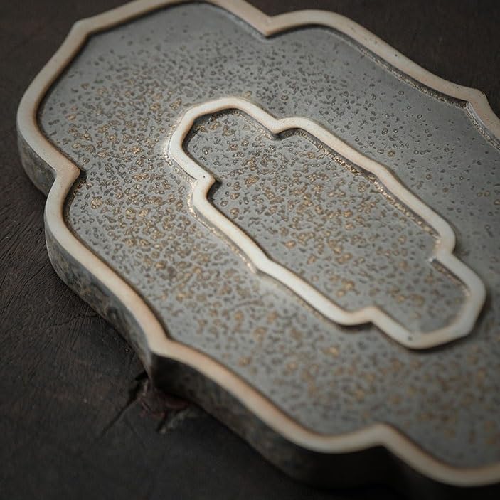 Bandejas Servir Comida Bandeja de té Larga y Seca, Bandeja Hecha a Mano gres, Almacenamiento Tetera Retro Begonia Mesa Cama